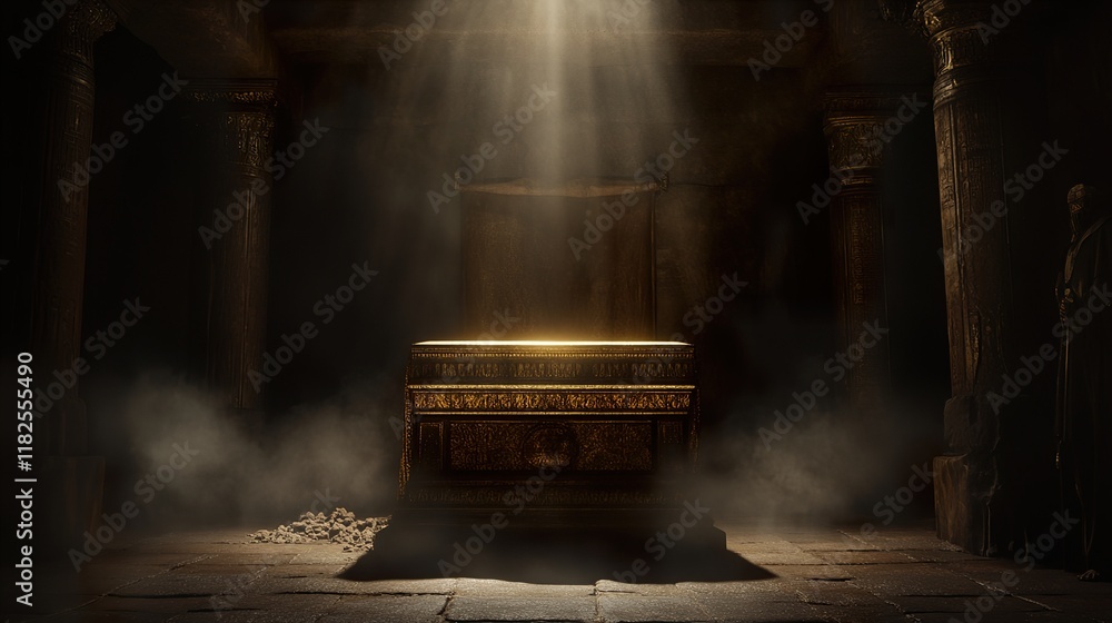 3D depiction of the Ark of the Covenant inside the Holy of Holies Stock ...