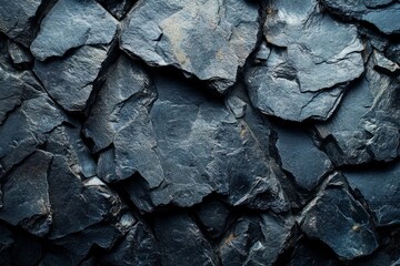 Canvas Print - Close-up view of dark slate stone texture creating a natural abstract background