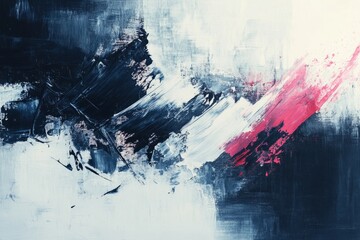 Pink, white, and blue brushstrokes create dynamic movement in abstract painting background