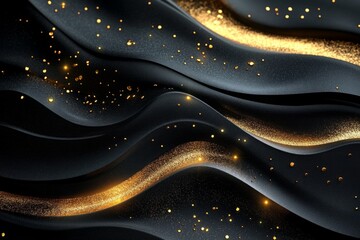 Wall Mural - Luxurious black and gold abstract background with glitter, perfect for elegant designs