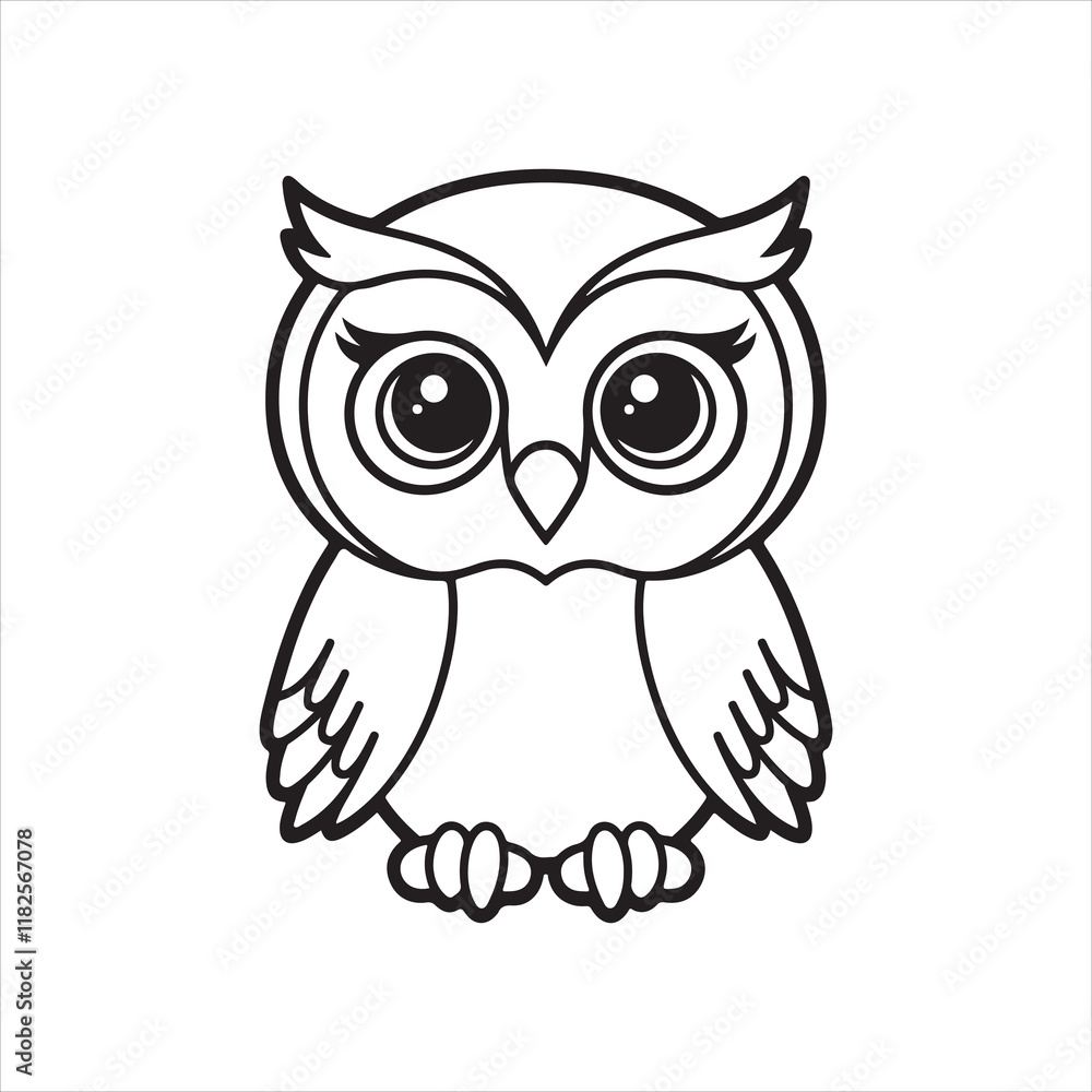Line Drawing Of Owl Vector Design Stock Vector Adobe Stock