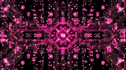 Dynamic abstract circuit board background in vibrant pink digital art high-tech environment futuristic concept