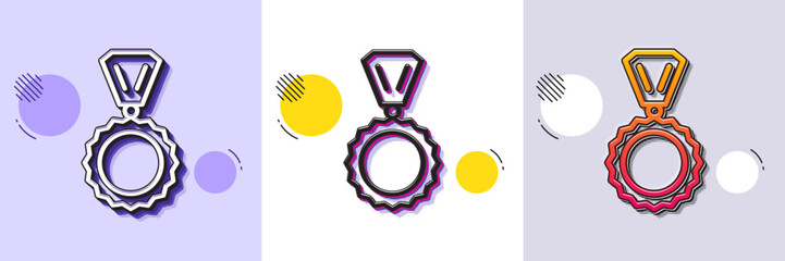 Wall Mural - award medal line icon. halftone dotted pattern. gradient icon with grain shadow. winner achievement 