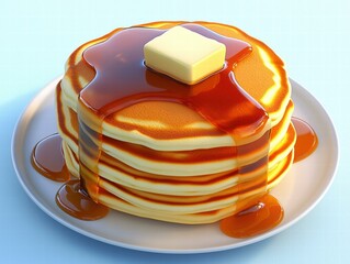 Canvas Print - Buttery pancakes with syrup. AI.