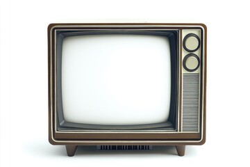 Wall Mural - an old-fashioned television with a blank white screen, ideal for use in historical or vintage-themed
