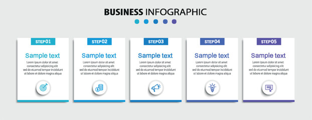 Wall Mural - business vector infographic template with 5 options or steps