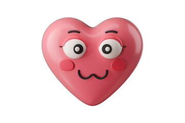 Poster - A cute, pink, heart-shaped emoticon with rosy cheeks and a playful expression. background removed