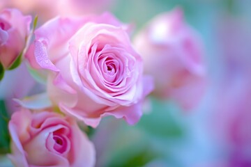 Canvas Print - Close-up shot of a bouquet of pink roses