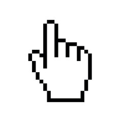 web cursor icon. symbol of control or selection on the monitor. pixel hand. element of the graphical