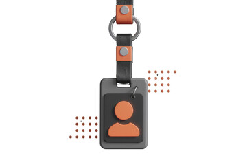 Poster - A 3D render of a modern ID card with a person icon, hanging from a lanyard. background removed