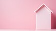 © Evgenii - small wooden house in soft pink stands against a matching pink background, creating a cozy and stylish atmosphere perfect for home decor enthusiasts and designers looking for inspiration