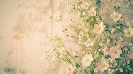 Canvas Print - A bouquet of white and pink flowers in a decorative vase, perfect for decorating a table or desk