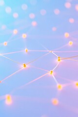 Poster - Abstract Pastel Digital Network with Glowing Lines and Geometric Nodes