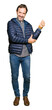 © Krakenimages.com - Middle age handsome man wearing winter coat Looking proud, smiling doing thumbs up gesture to the side