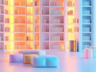 Canvas Print - Surreal Pastel Library Abstract Light and Innovative Design in Modern Learning Spaces