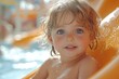 © Alena - A young girl sitting in a pool, enjoying the water