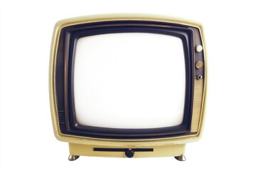Wall Mural - an old-fashioned tv set with a blank white screen, ready for broadcasting or displaying