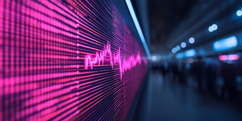 Fototapete - Futuristic Korean Stock Exchange with Digital Currency Displays and Glowing Charts