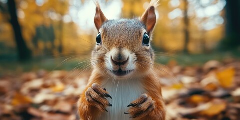 Poster - Autumn Squirrel in a Forest