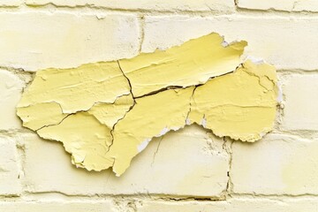 Poster - A small amount of yellow paint is applied to a white brick wall, a simple yet striking visual