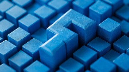 Wall Mural - Vector letter F logo. The logo is the letter F consists of cubes. Blue style