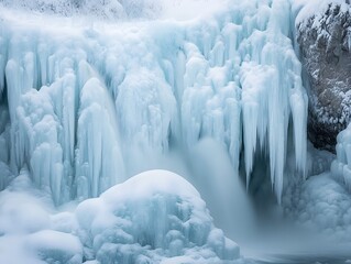 Huge waterfalls frozen into giant ice formations