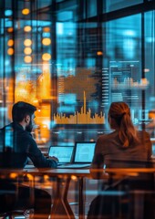 Poster - Business Professionals Analyzing Digital Data Dashboard in Modern Conference Room