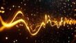 © Олег Фадеев - Golden sound wave, shimmering like stardust against a dark background