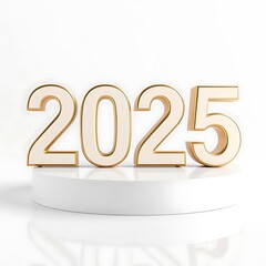 Wall Mural - 2025 3d text New Year gold realistic rendering celebration AI Image 