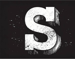 grunge capital letter s distressed punk and grunge style bold brush drawn  typography black ink dirty texture capital letter retro typeface