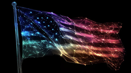 Wall Mural - hologram flag. a flag composed of polygons, triangles, dots, and lines. low-poly design showcasing a