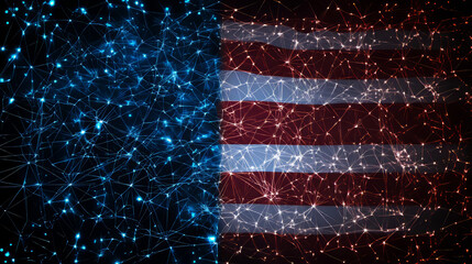 Wall Mural - hologram flag. a flag composed of polygons, triangles, dots, and lines. low-poly design showcasing a