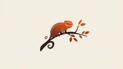 Wall Mural - Vector logo chameleon. Brand logo in the shape of a chameleon sitting on a branch