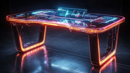 Wall Mural - futuristic transparent desk with integrated laptop display