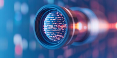 Leinwandbilder - Capturing Cybersecurity Camera Lens Reflections of Digital Encryption Code in a Tech Classroom