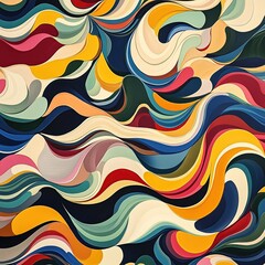 Wall Mural - Abstract colorful swirling waves pattern.