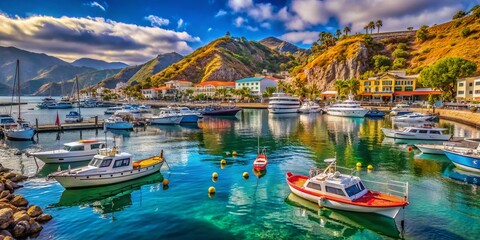 Wall Mural - Avalon Marina: Serene Coastal Scene, Natural Harbor Beauty, California Island Paradise