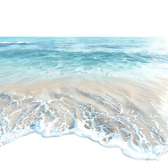 Wall Mural - a serene ocean view with gentle waves lapping at a sunlit sandy shore, perfect for beach lovers and 