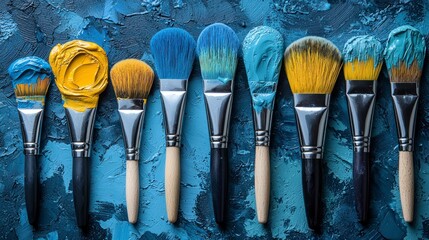 Paintbrushes with colorful paint.