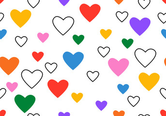 Wall Mural - seamless pattern with colorful hearts. valentines day vector pattern. seamless heart design. seamles