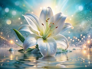 Wall Mural - Dew-Kissed Lily: Double Exposure Floral Photography