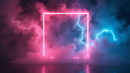 Wall Mural - abstract orange and blue neon background. generative ai.