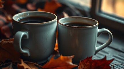 Two cup of coffee on table, autmon charm 