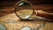 © intan ptra - Antique Magnifying Glass on Vintage Map: Exploring the Past