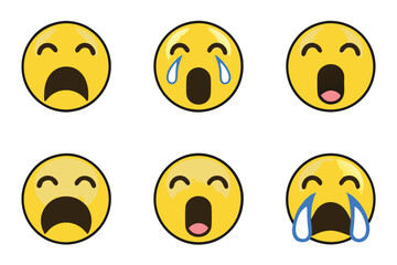 Wall Mural - minimalistic crying emoji design featuring flowing tears and expressive details for digital media an