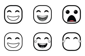 Wall Mural - big collection of emoticons featuring expressive emotions and reactions in line art icon set, perfec