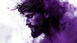 © Siasart - Artistic Portrait Wears Crown of Thorns with Purple Paint Splatter Background