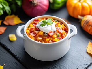 Wall Mural - Creamy Corn Bacon Stew Autumn Harvest Recipe Dish