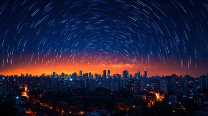 Poster - Star trails over city skyline. (1)