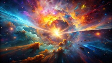 Wall Mural - exploding galaxy: abstract multicolored nebula pattern - high-resolution stock photo